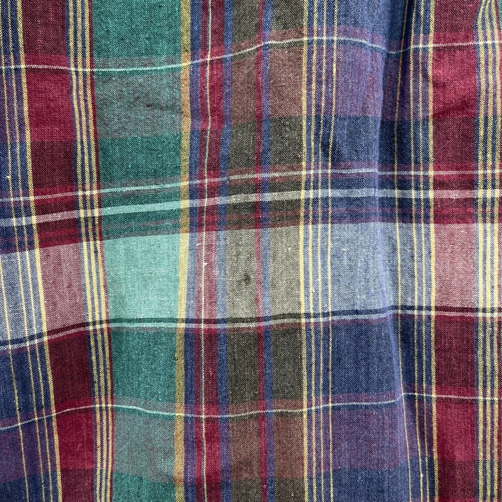 Tommy Hilfiger Shirt Large Button-Down Men's Purple Blue Green Red Plaid‎ - Picture 9 of 15